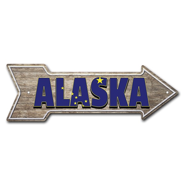Alaska Arrow Sign Funny Home Decor 36in Wide